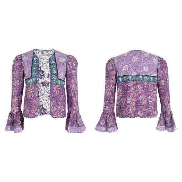 NWT Alix of Bohemia Carnaby Floral Patchwork Jacket, Purple Amethyst, Sz S - Picture 3 of 15